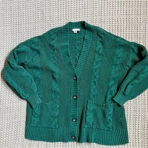 American Eagle Outfitters Green Cable Knit Cardigan